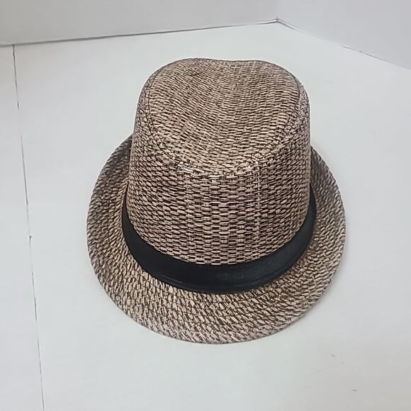 100% Paper Straw Brown Trilby Fedora Hat Brown,Black Band Unisex NWT M 57cm/22" - Picture 11 of 13